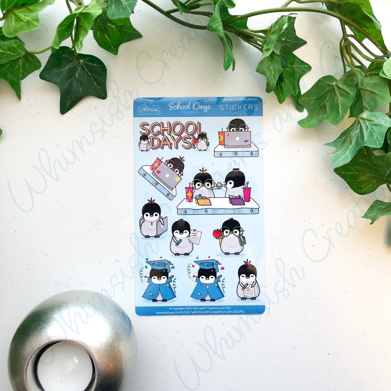 Sticker Sheet—School Days, Penguins 01, Laminated Vinyl Stickers