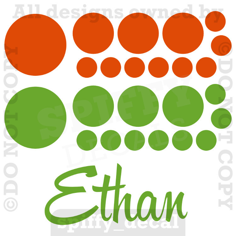 Personalized Custom Single Name Vinyl Wall Decal Sticker Decor Nursery Polkadots