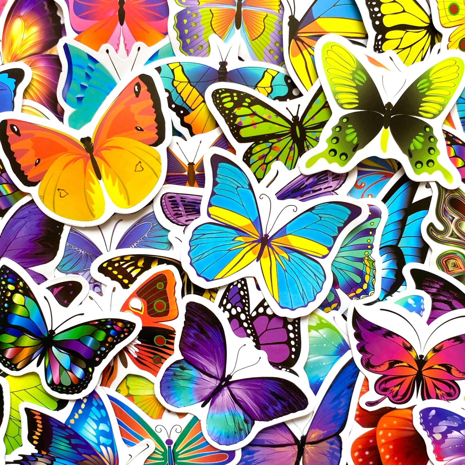 5-50 pcs Butterfly Stickers, Lucky Animal Vinyl Stocking Stuffer Phone Decals