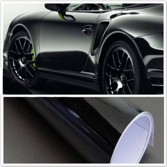 152cm x20m Glossy Black Vinyl Decorative Sticker Wrap Car Wall Furniture Cabinet