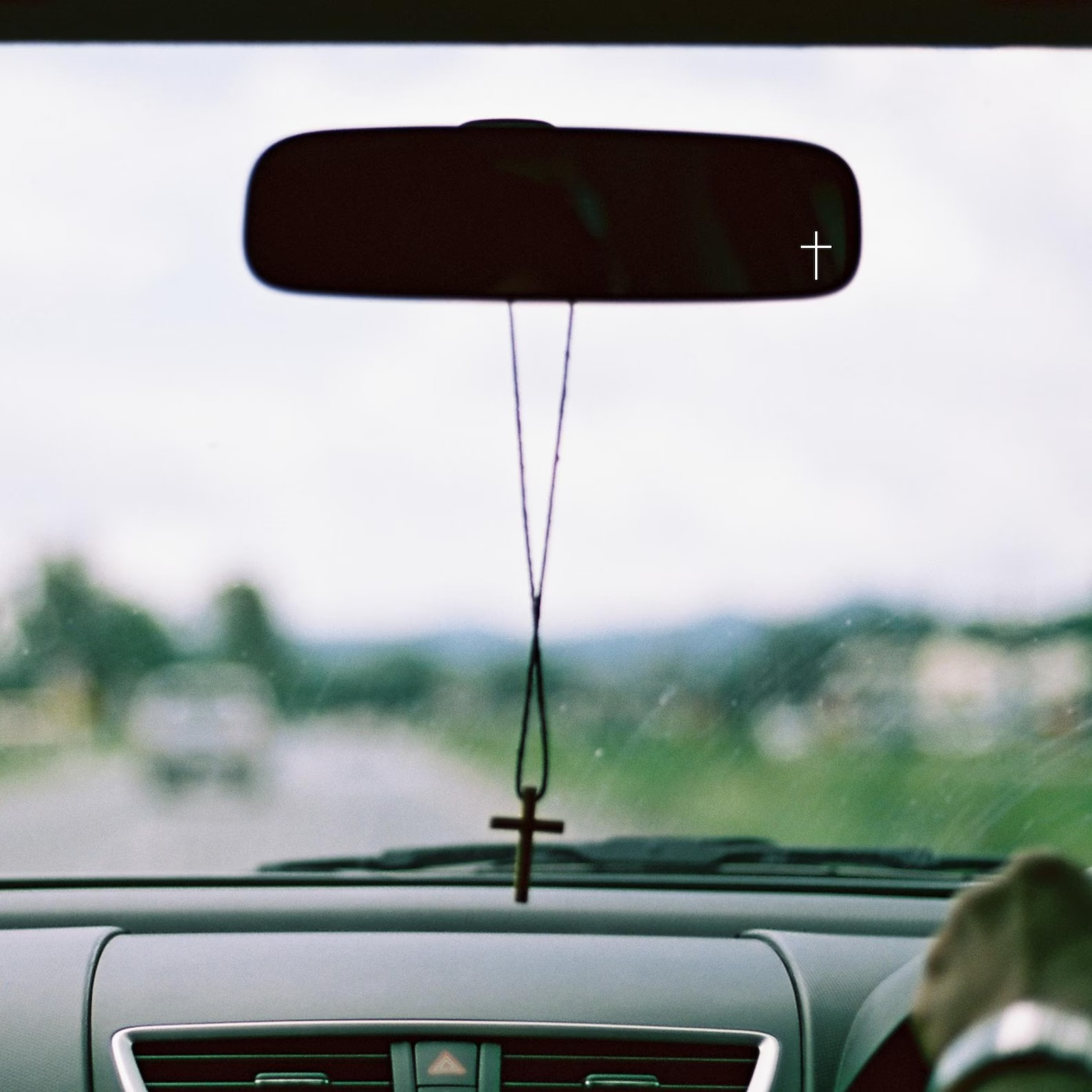 Tiny Cross Decal – Vinyl Cross Sticker for Car Button, Dashboard, or Mirror