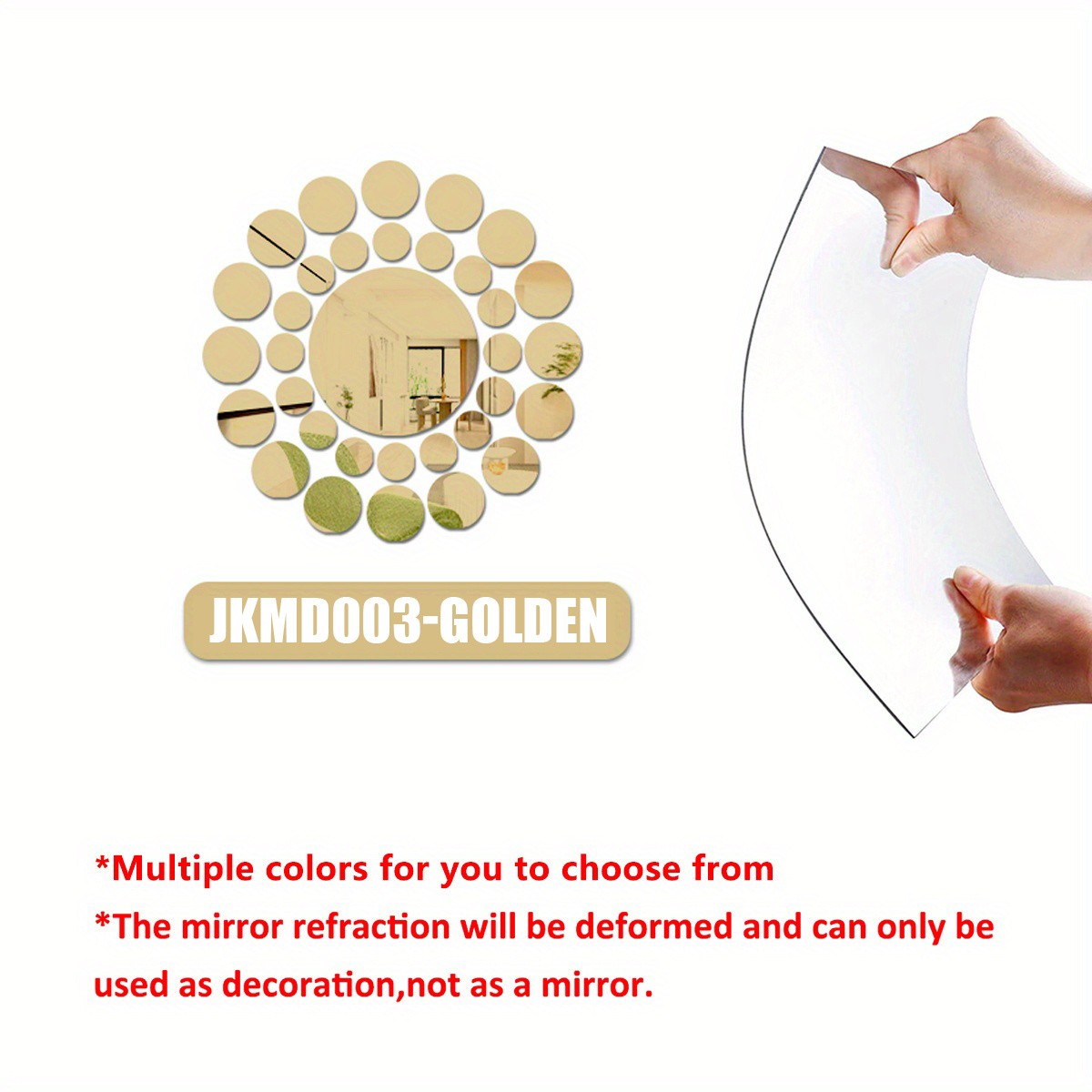 33Pcs/set Round Mirror Wall Stickers Silver Gold Living Room Background Wall