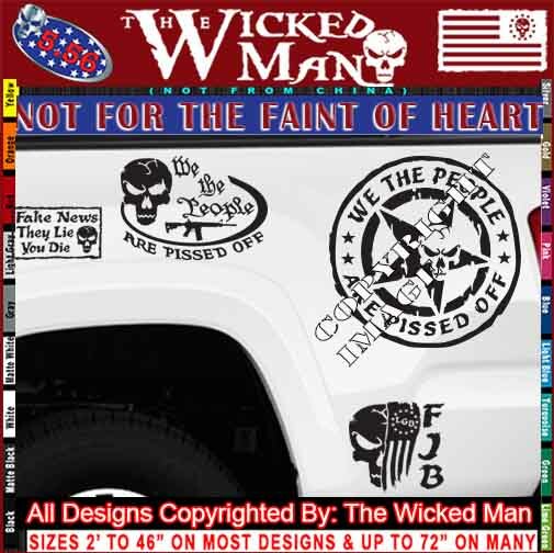 The Wicked Man – We The People Are Pissed Off Star Skull Circle Sticker Decal