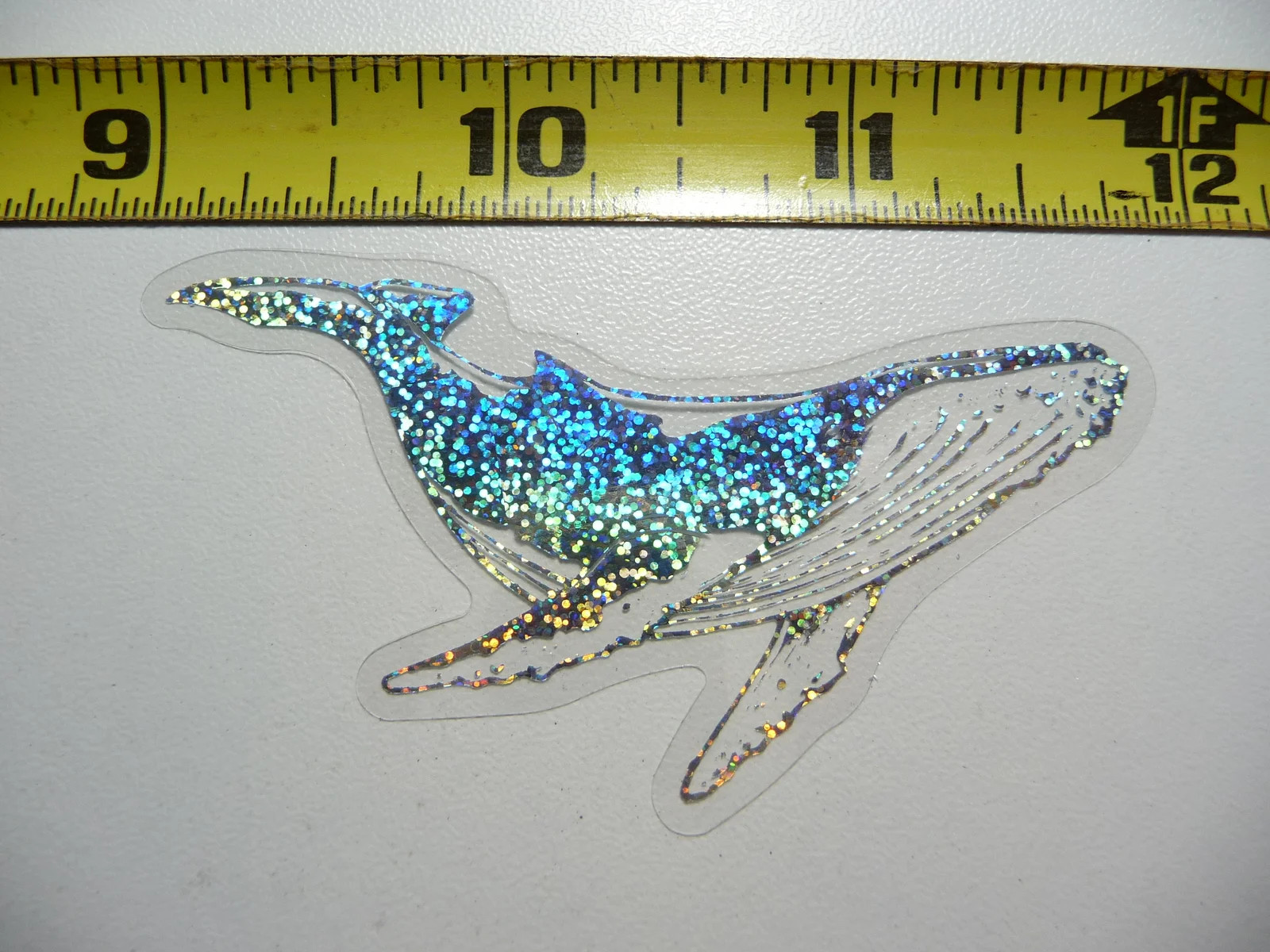 HOLOGRAPHIC BLUE WHALE SMALL STICKER DECAL OCEAN SEA LIFE SPARKLE FUNNY