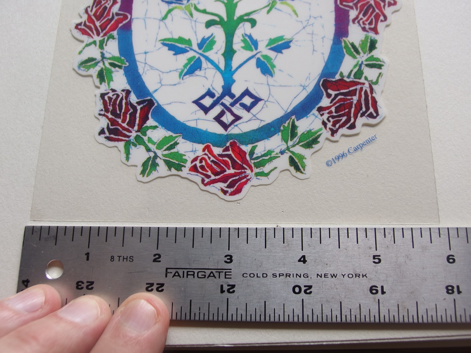 Vintage Grateful Dead-Inspired Window Sticker 🌹 Rainbow Roses Mandala 1996