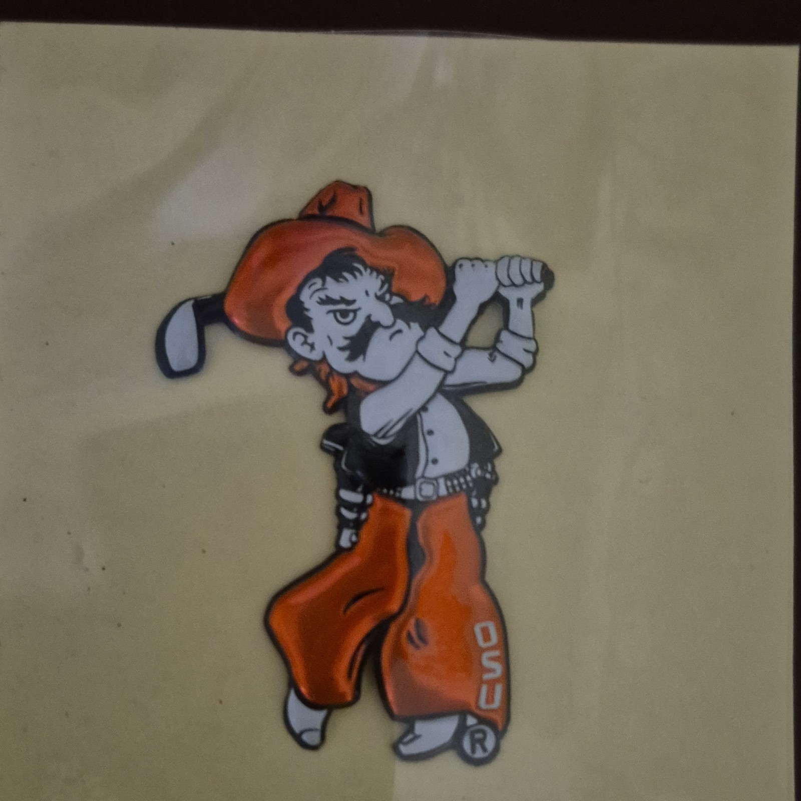 Pistol Pete Iron on Decal Orange Black White Oklahoma State Sports Collegiate