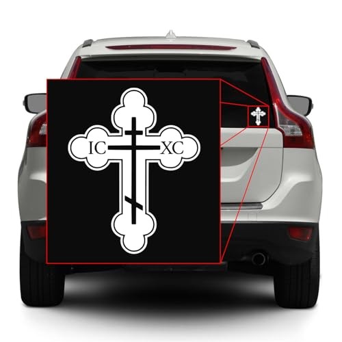 IC XC Orthodox Cross [Pick Color/Size] Vinyl Decal 3.3in x 2.6in Matte White