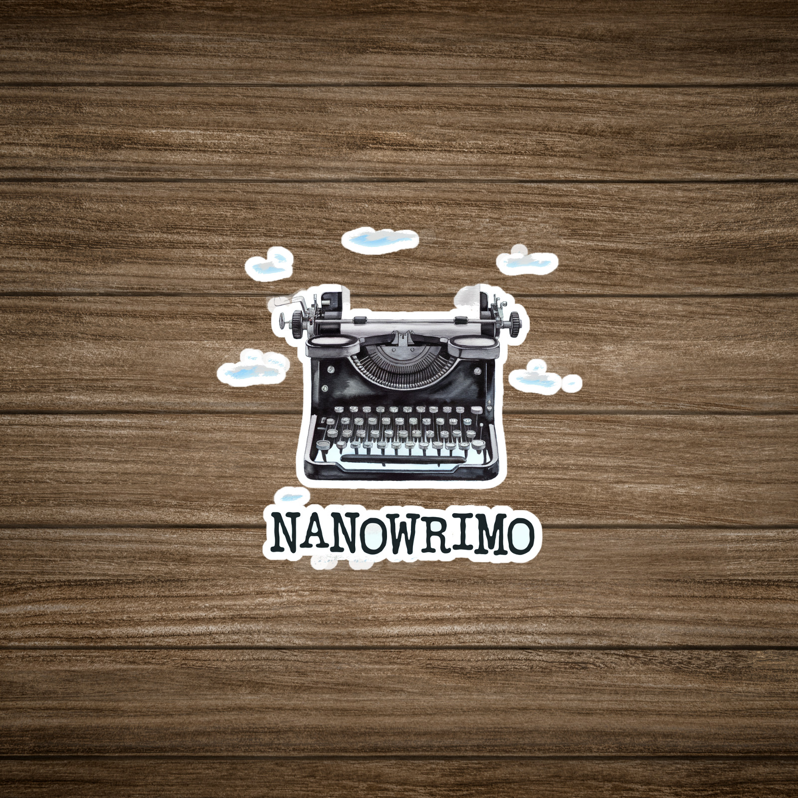 Vintage Typewriter Nanowrimo Sticker – Write a Novel in 30 Days #877