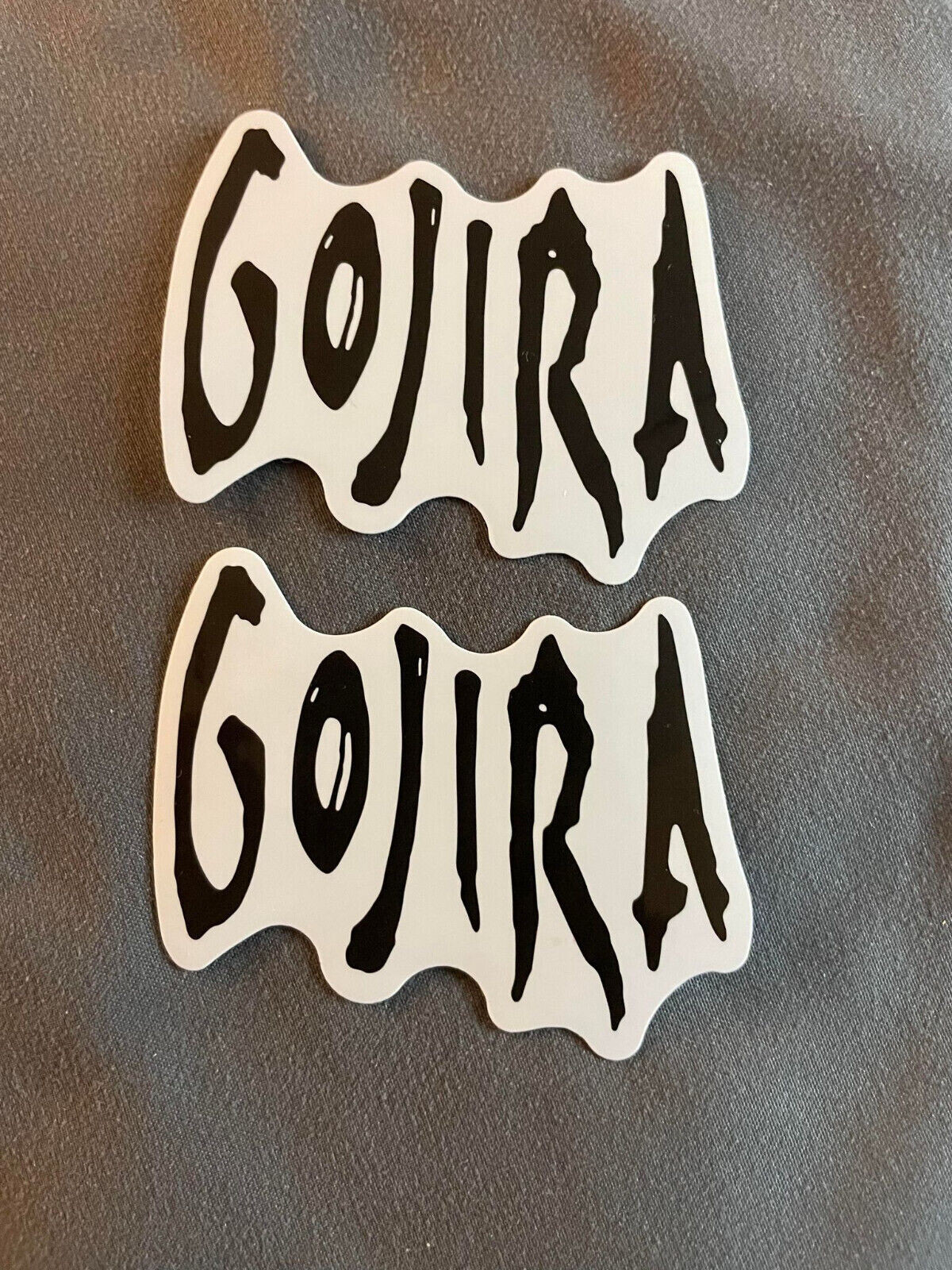 Lot (2) GOJIRA 1 5/8" x 2 3/8" Band Logo STICKERS Black Fast! FREE SHIP!