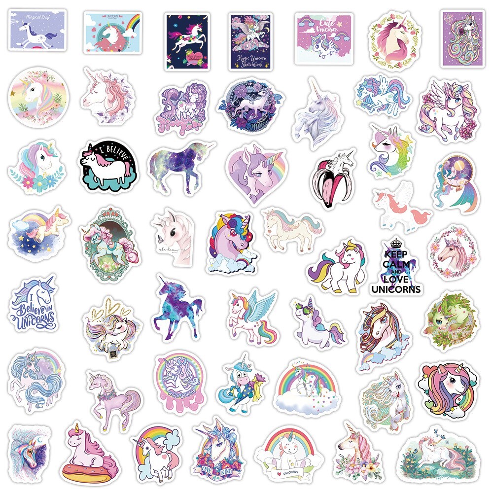100pcs Unicorn Stickers, Cute Rainbow Universe Stickers, #138