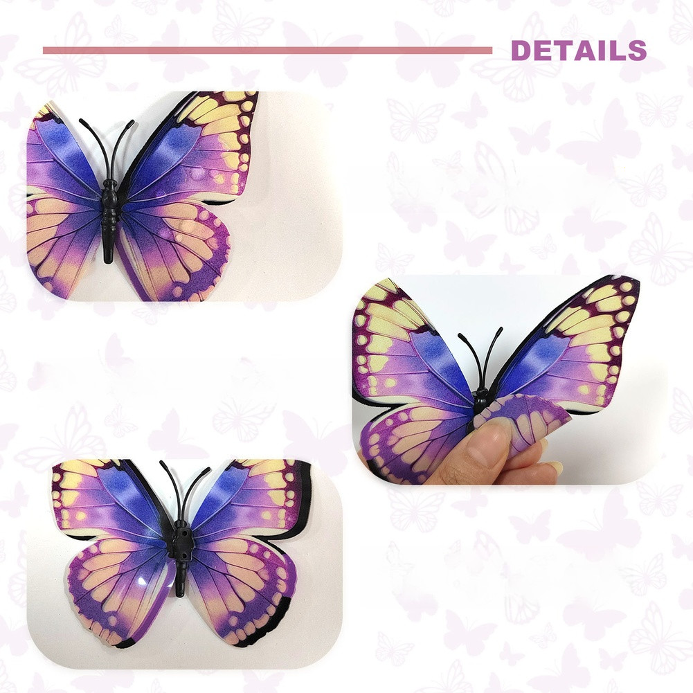 3D Butterfly Decals PVC Waterproof Bright Colors for Home Interior Decor