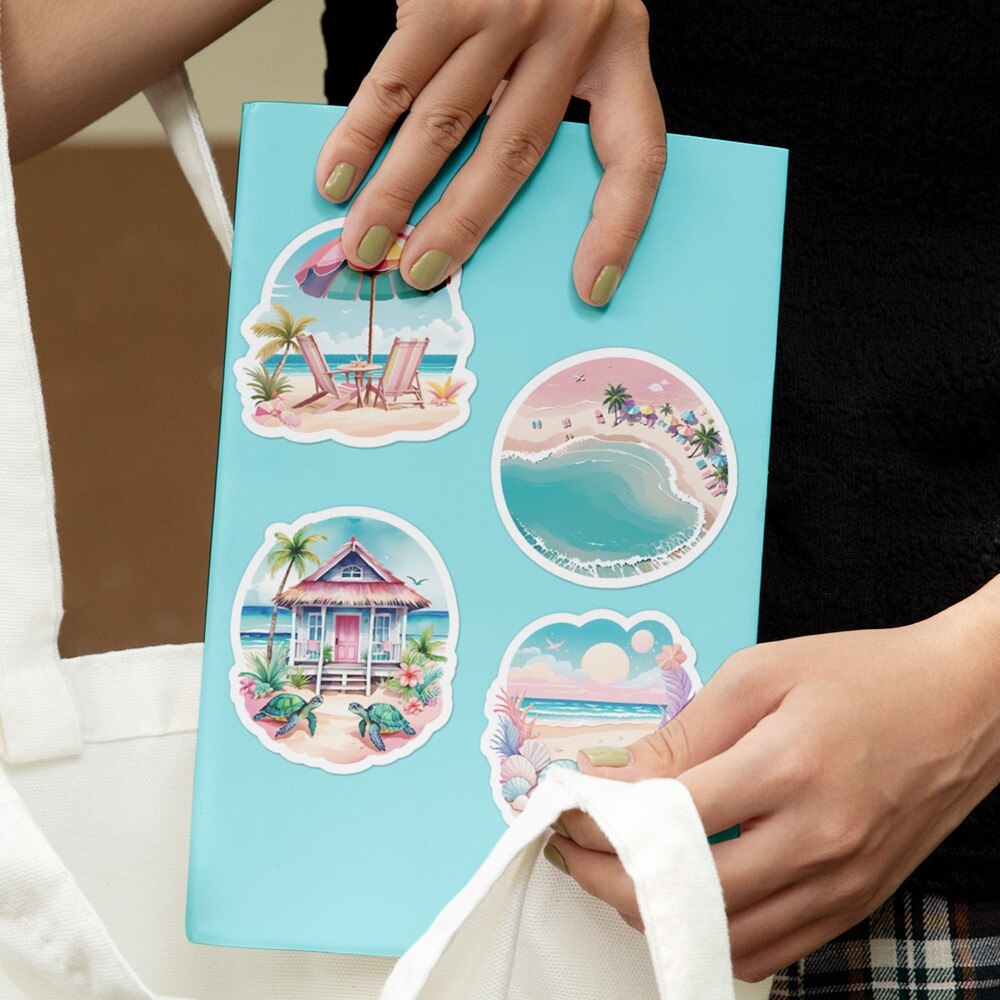 50pcs Waterproof Vinyl Stickers Summer Vacation Beach Tree Luggage Phone Laptop