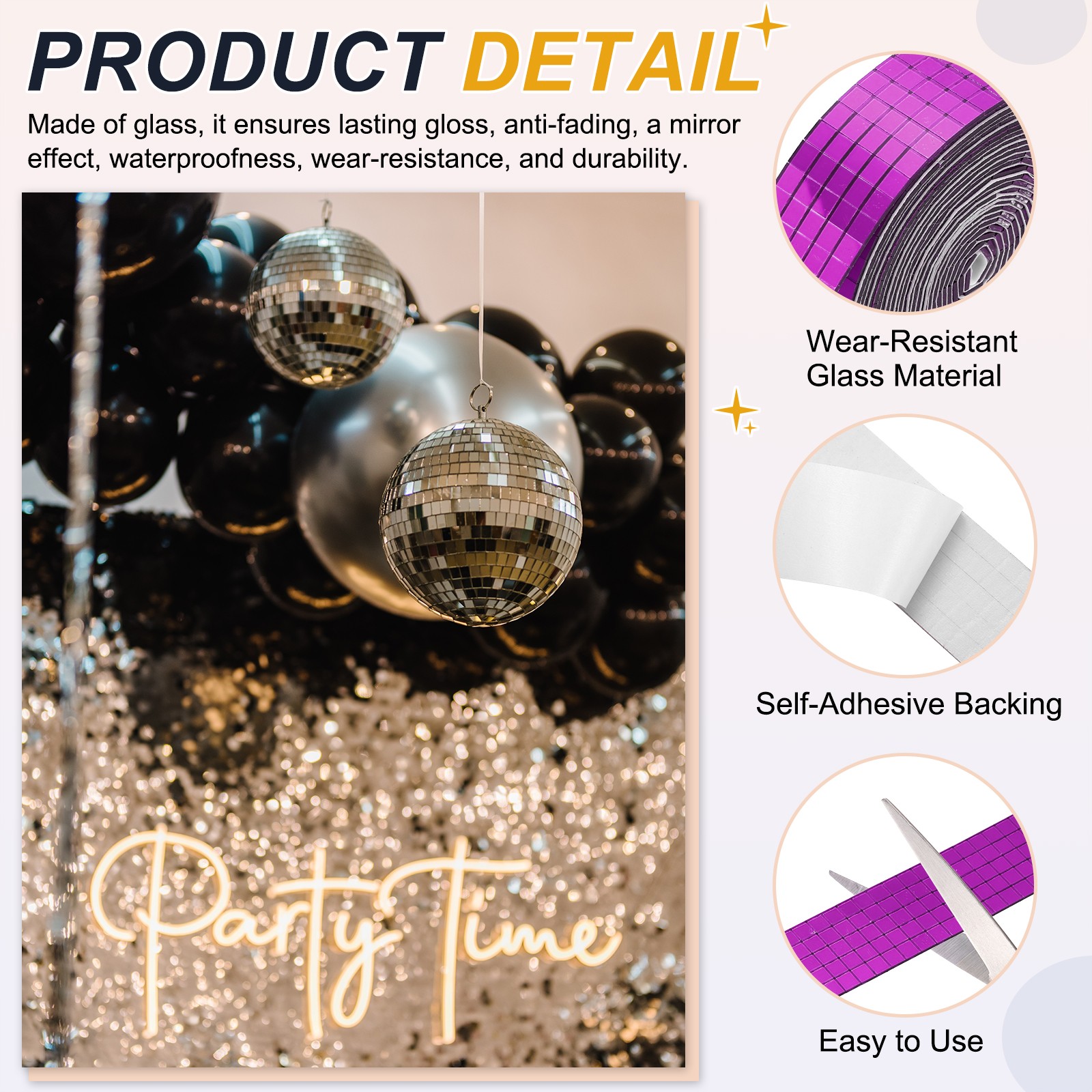5x5mm Self Adhesive Mirrors Mosaic Tiles, 3600 Pcs Mosaic Sticker, Rose Red