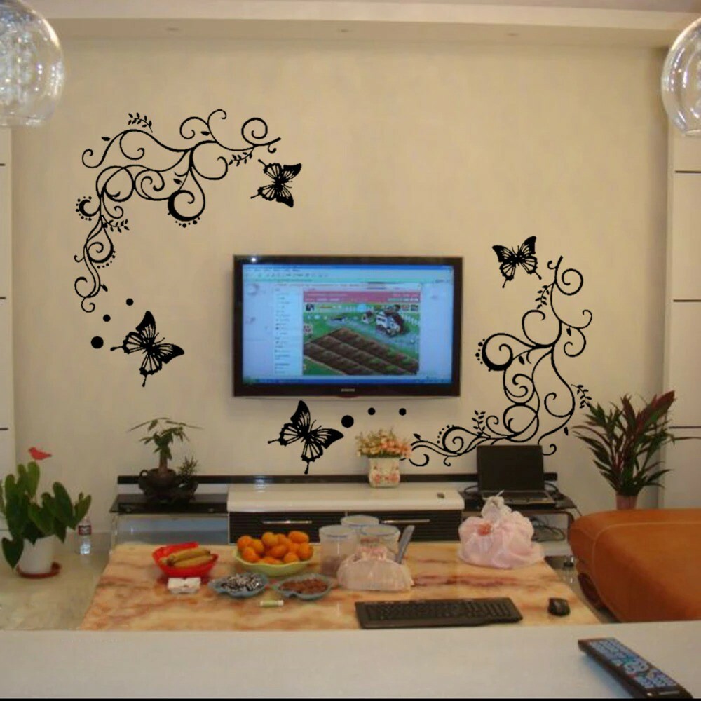 3D Lowest Price Classics Black Butterfly Flower Wall Sticker Home Décor Poster