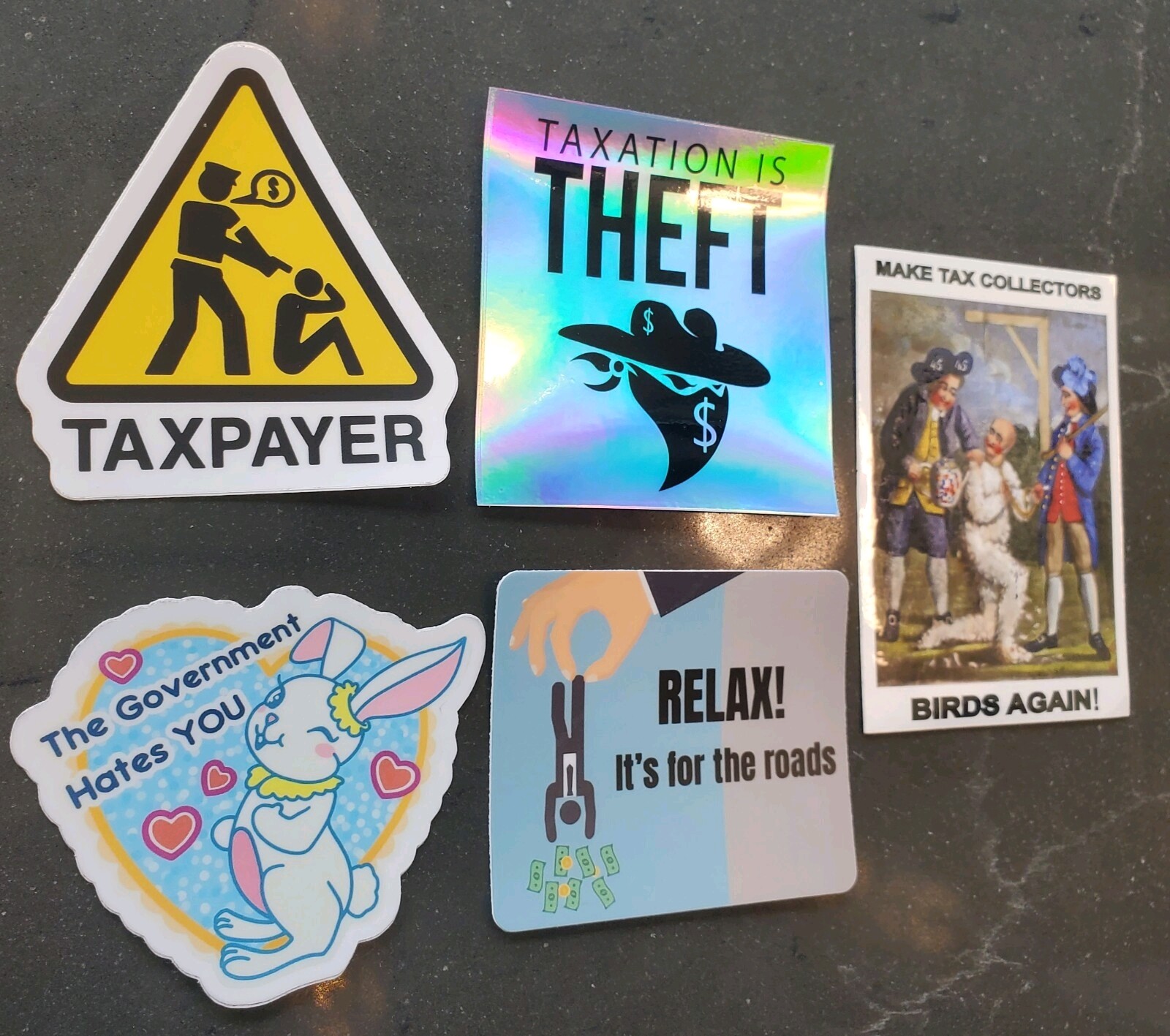LIBERTARIAN STICKERS 🦔 ANARCHO-CAPITALISM TAXATION IS THEFT VARIETY PACK (5)