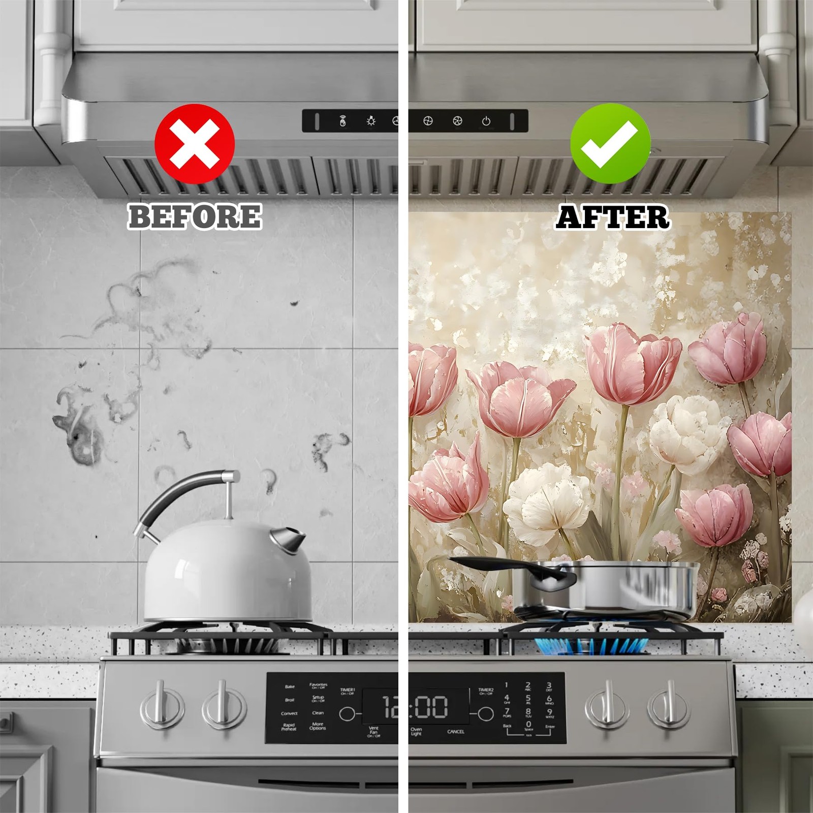 Kitchen Backsplash Sticker, Independence Day Self-Adhesive Wallpaper Water-Re…