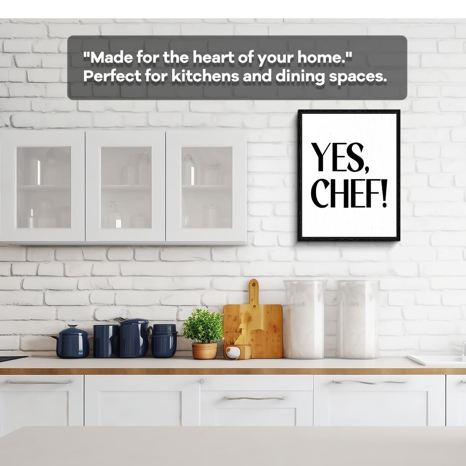 Yes Chef Quote Wall Art, yes chef message, minimalist wall decor, ready to ha…