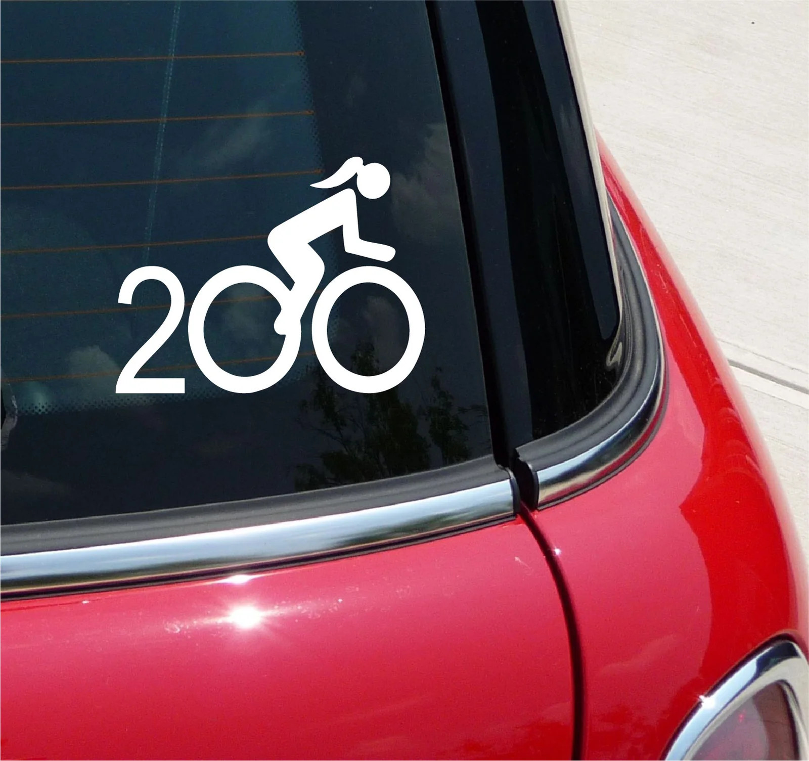 CENTURY RIDE 200 MILE FEMALE DECAL STICKER BICYCLE CLUB FITNESS COMPETITION RACE