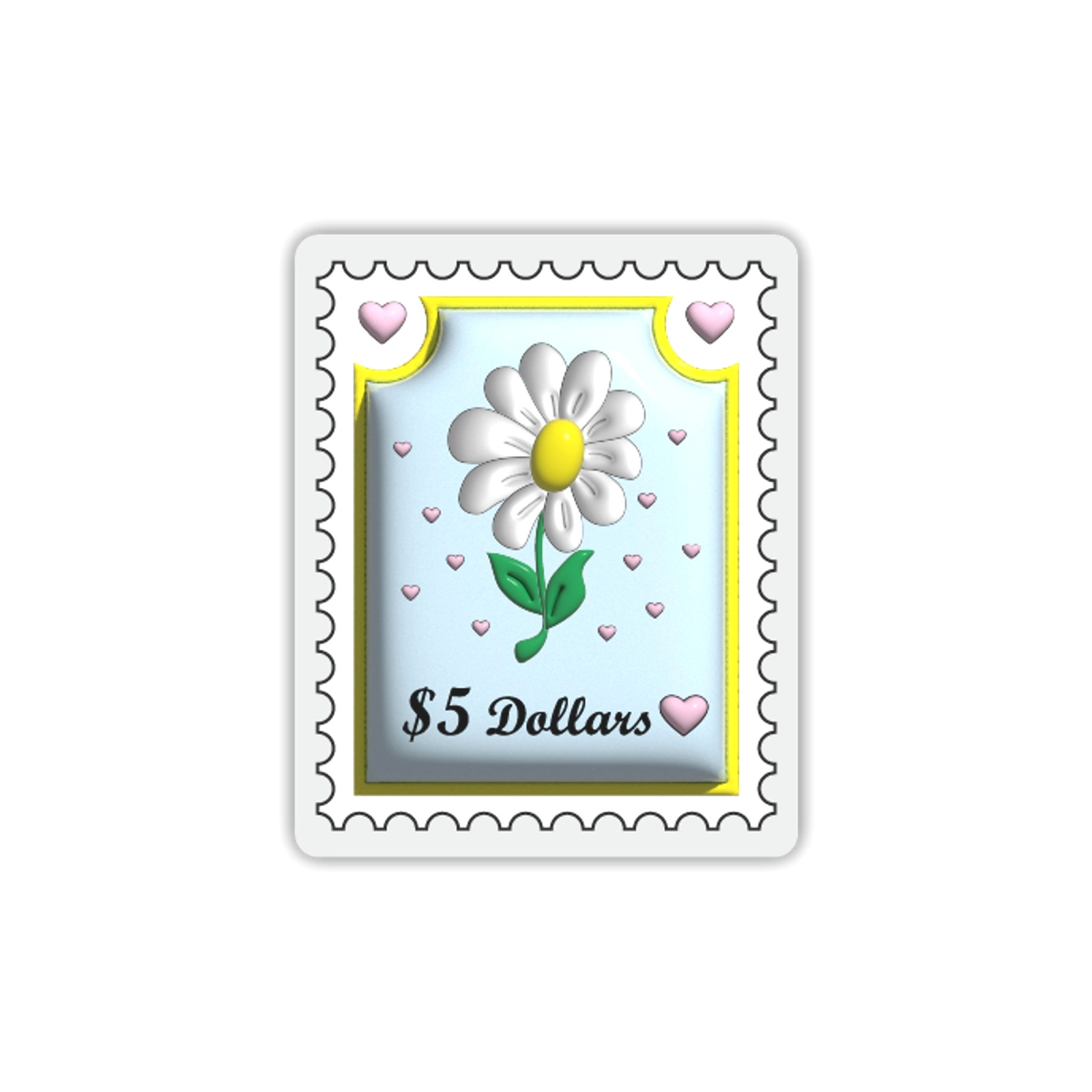 Cute Daisy Postage Stamp Vinyl Sticker Floral Heart Design Waterproof Laptop Car