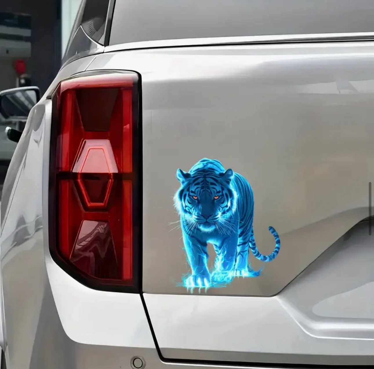 LED NEON BLUE TIGER CAT FELINE 5.5” INCH VINYL STICKER DECAL 1PC