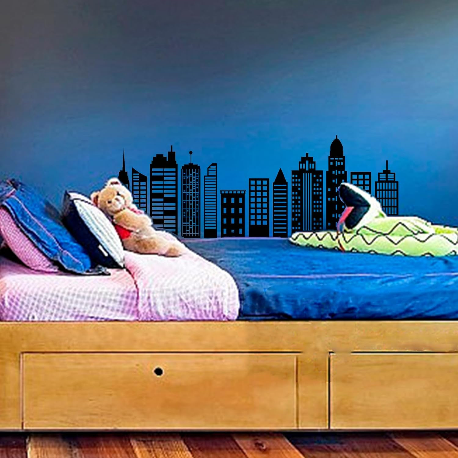 Cityscape Wall Stickers Buildings Silhouettes PVC Decals 38.6X14In