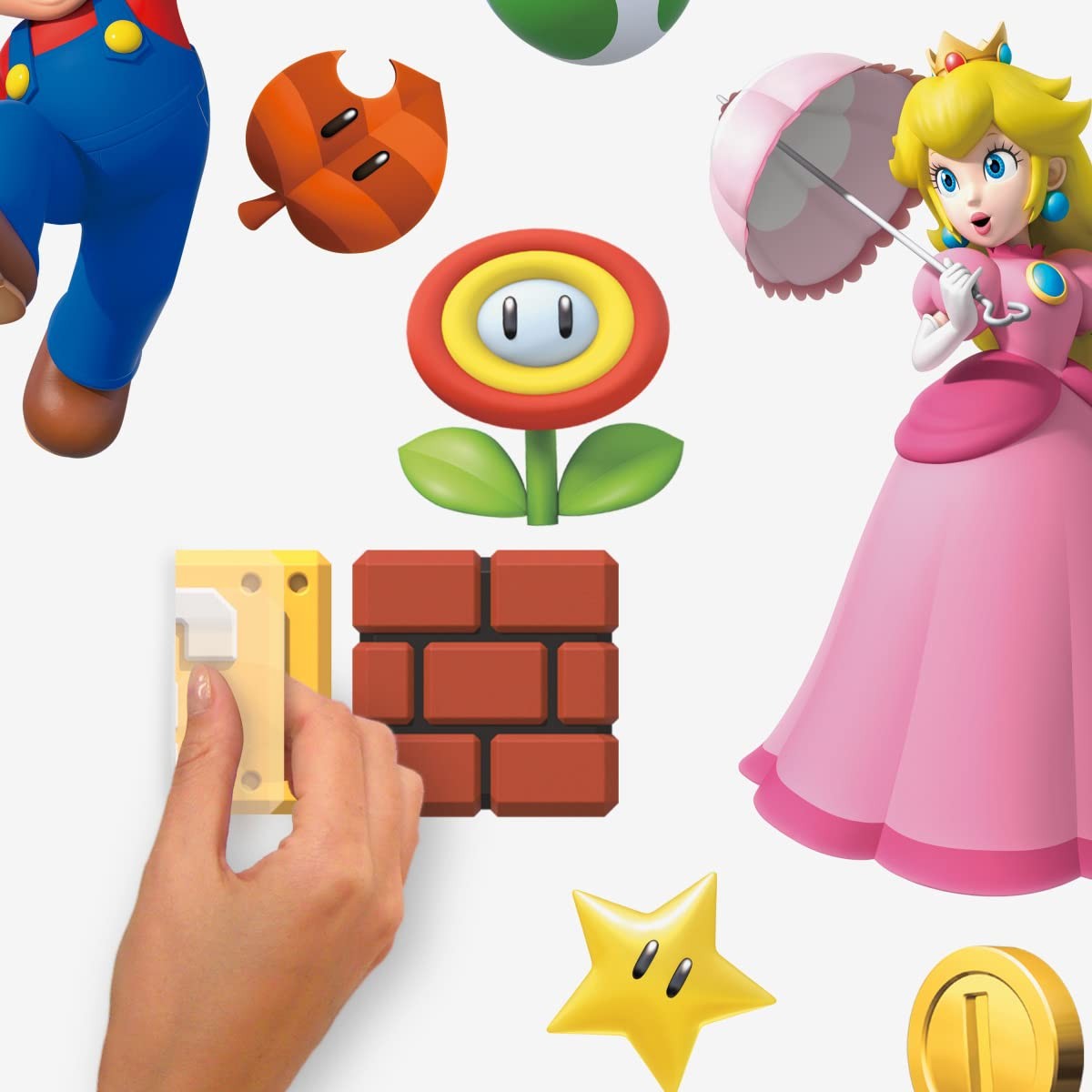 Super Mario Brothers Peel and Stick Wall Decals, 20 Decal Set, Vinyl, Red, Bl…