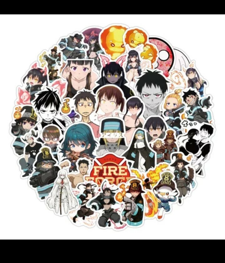 50 pack Fireforce Waterproof Vinyl Stickers for HydroFlask Laptop CarBumper
