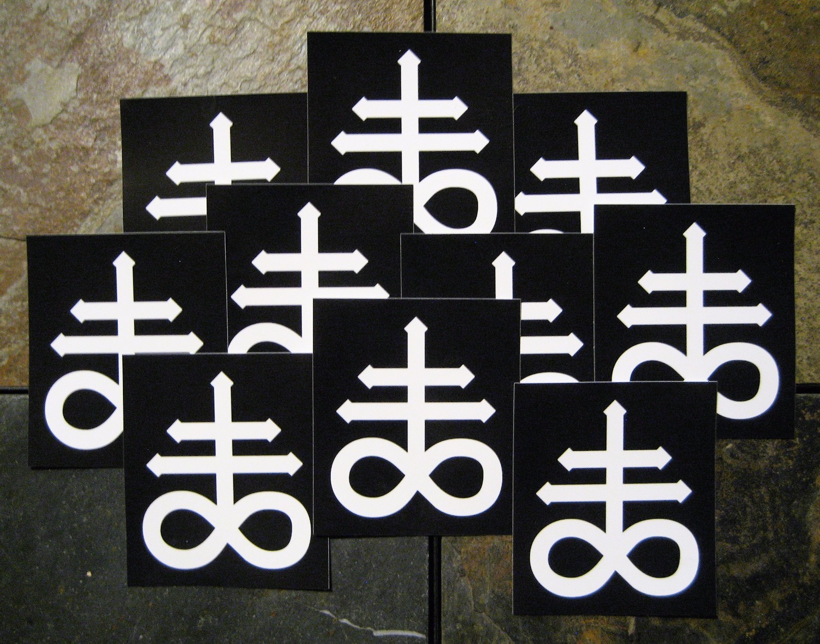 Lot of 10 Leviathan Cross Sticker Bumper Occult Baphomet Satanic Pentagram Skull