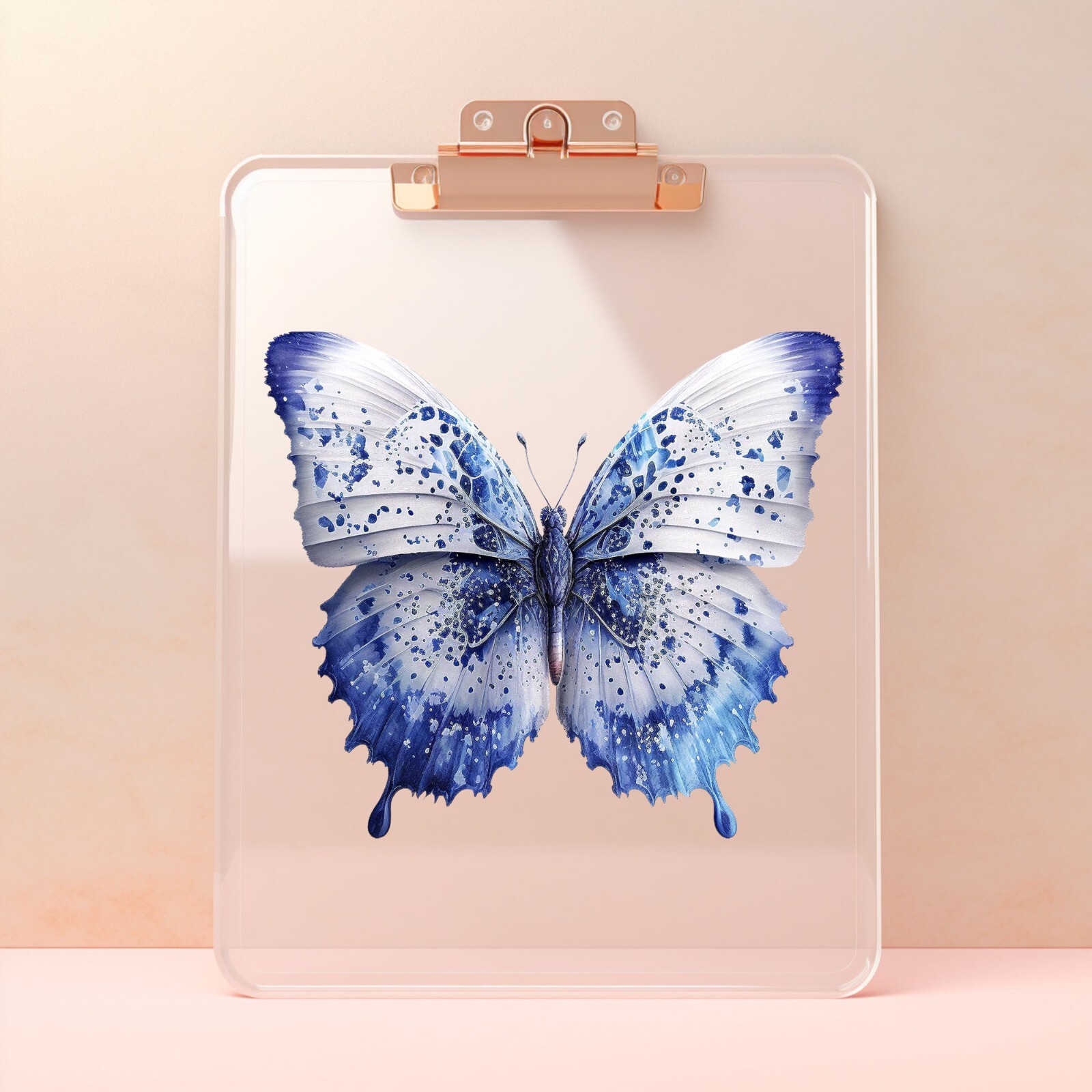 Blue and White Butterfly UV DTF Transparent Sticker / Decal