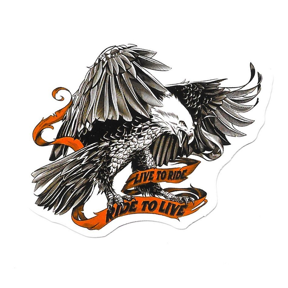 Live To Ride Eagle Vinyl Sticker American Biker Motorcycle Decal Helmet Gear Art