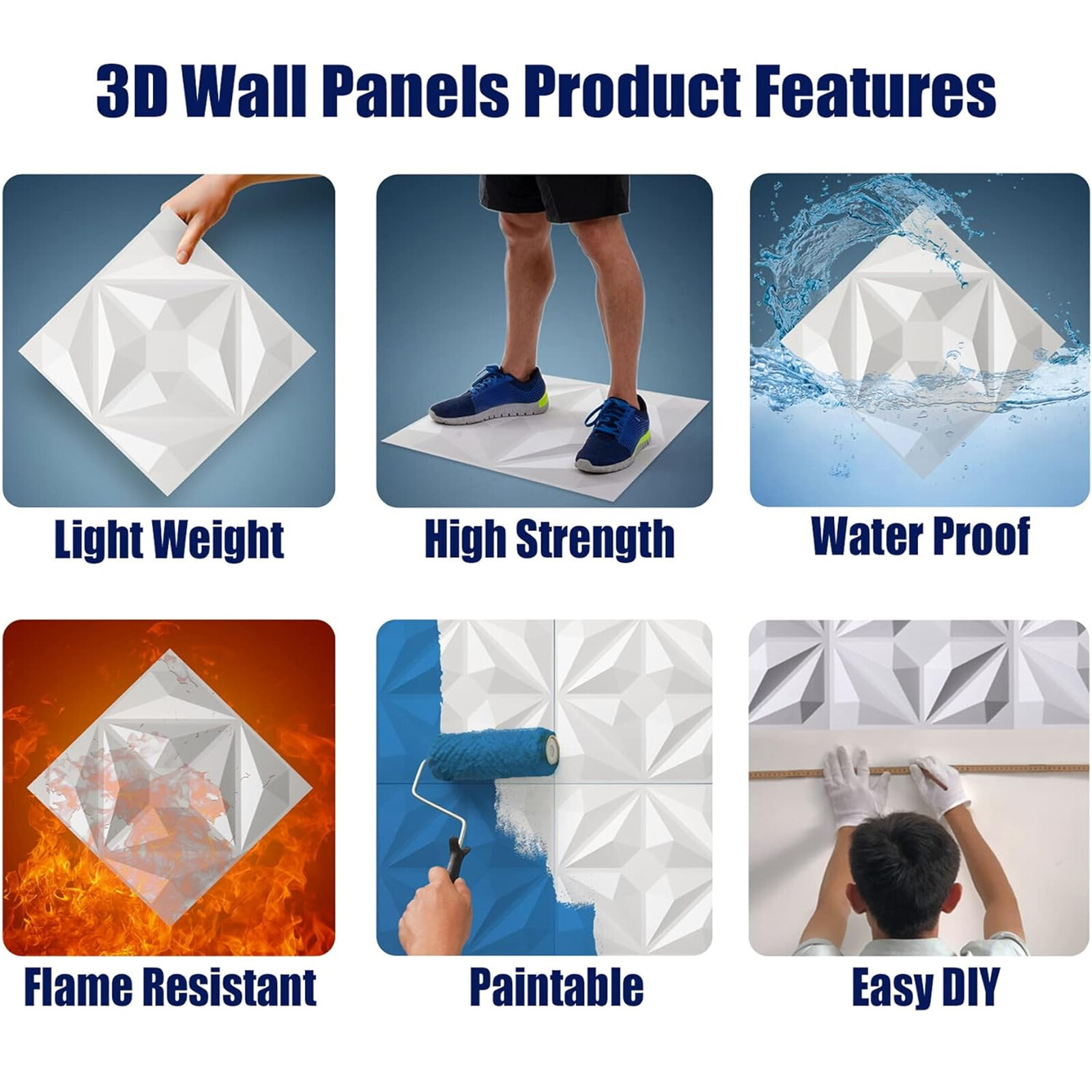 12/24/36Tiles 3D Wall Panels PVC Waterproof White Brick Art Design DIY Wallpaper