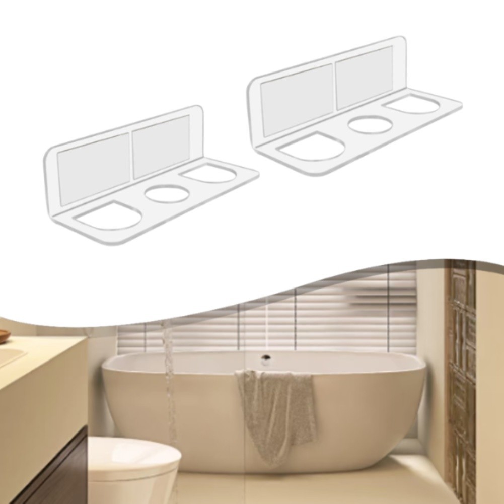 Acrylic Hair Brush Holder 2 Pack Wall Mounted Organizer with Three Open Slots