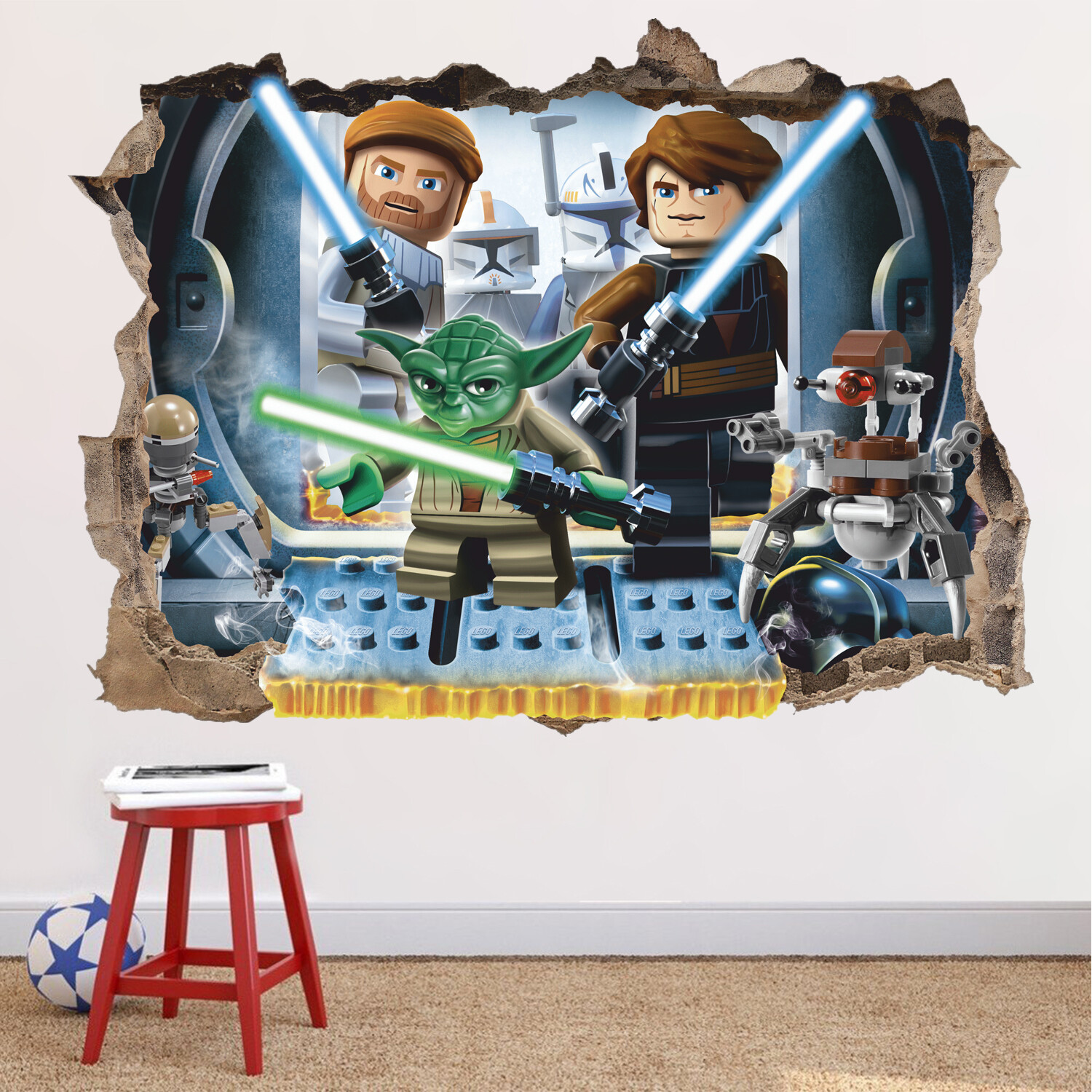Construction Star Wars 3D Wall Decal, Toys Wall Sticker, Decor