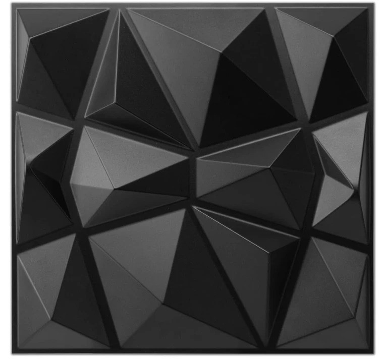 Decorative 3D Wall Panels in Diamond Design, 12"X12" Matt Black for Home and Off