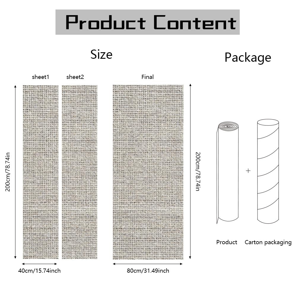 2 Sheets -Adhesive Door Sticker, 80cmx200cm/31.5×78.7inch White Linen Canvas …