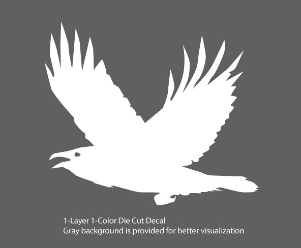 Wildlife – Birds – Flying Raven/Crow Decal – 6Yrs Outdoor Vinyl Die-Cut Sticker