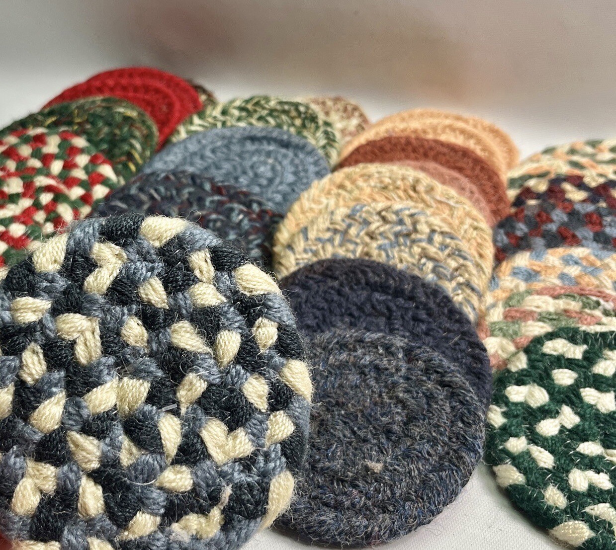 Braided Jute Coaster Rug Lot Hand Made – Mixed Lot Of 38