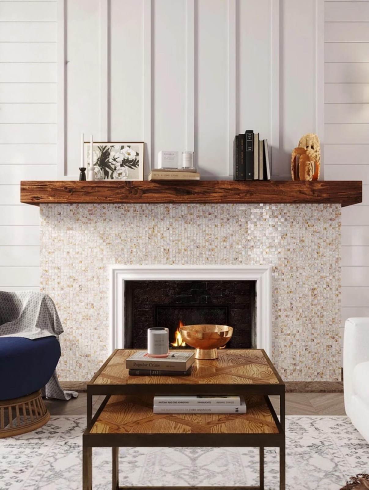 Peel and Stick Mother of Pearl Shell Backsplash Tile, for Kitchen Wall Room B…