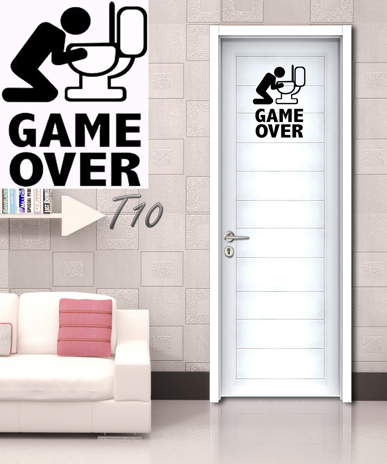 You Are Drunk Game Over Funny Toilet Entrance Sign Wall Art Decal Vinyl Sticker