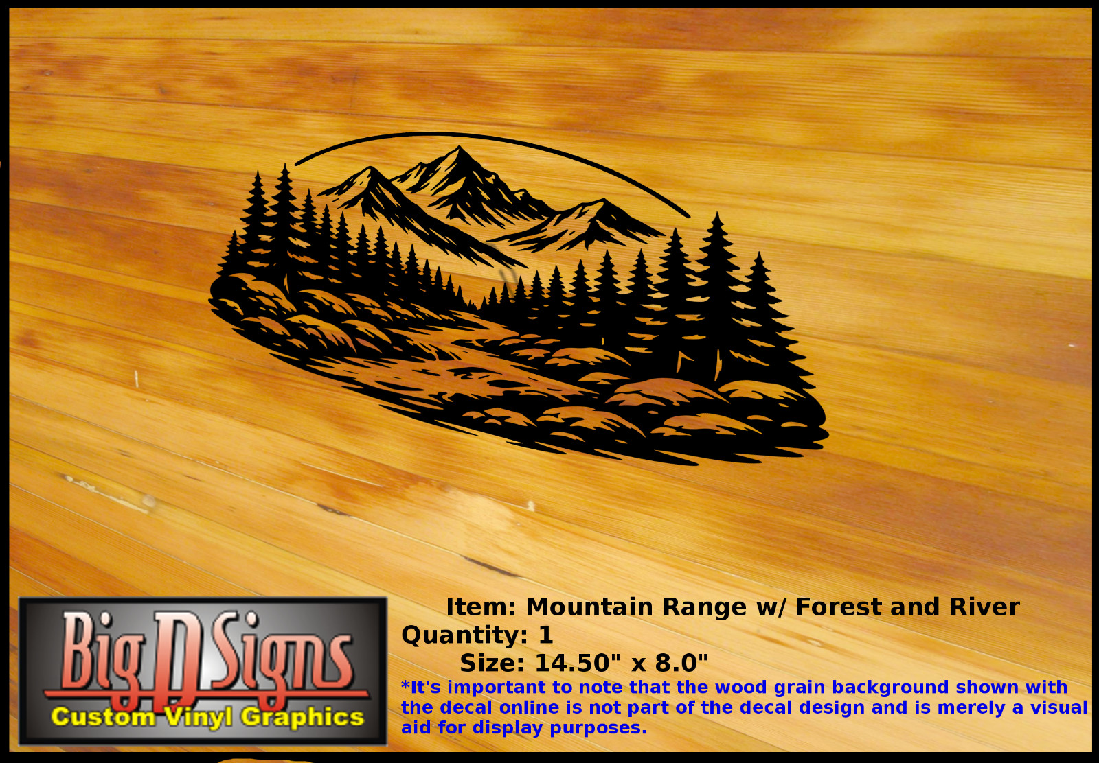 Mountain Range w/Forest & River High Quality – Car/SUV Vinyl Decals 14.5" x 8"