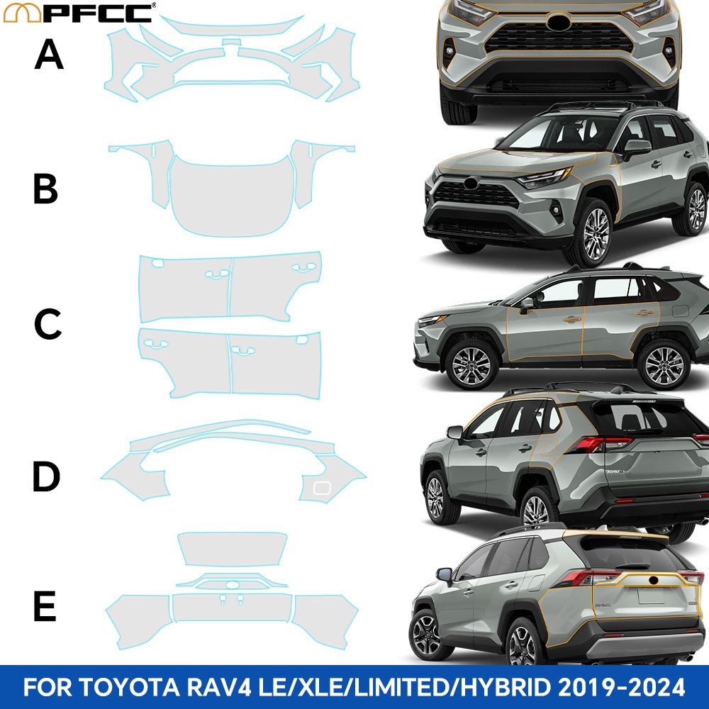 For Toyota RAV4 2019-2024 Full Car TPU Clear PPF Precut Paint Protection Film