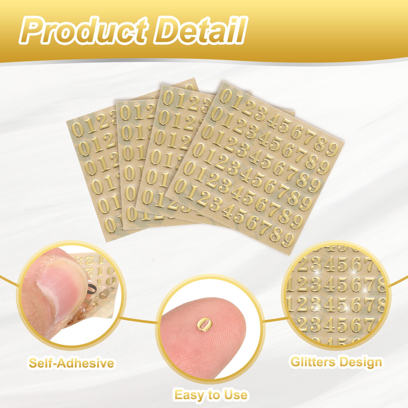 6Sheets Letter Stickers 0.35" Letter Stickers Alphabet Stickers(Gold Uppercase)