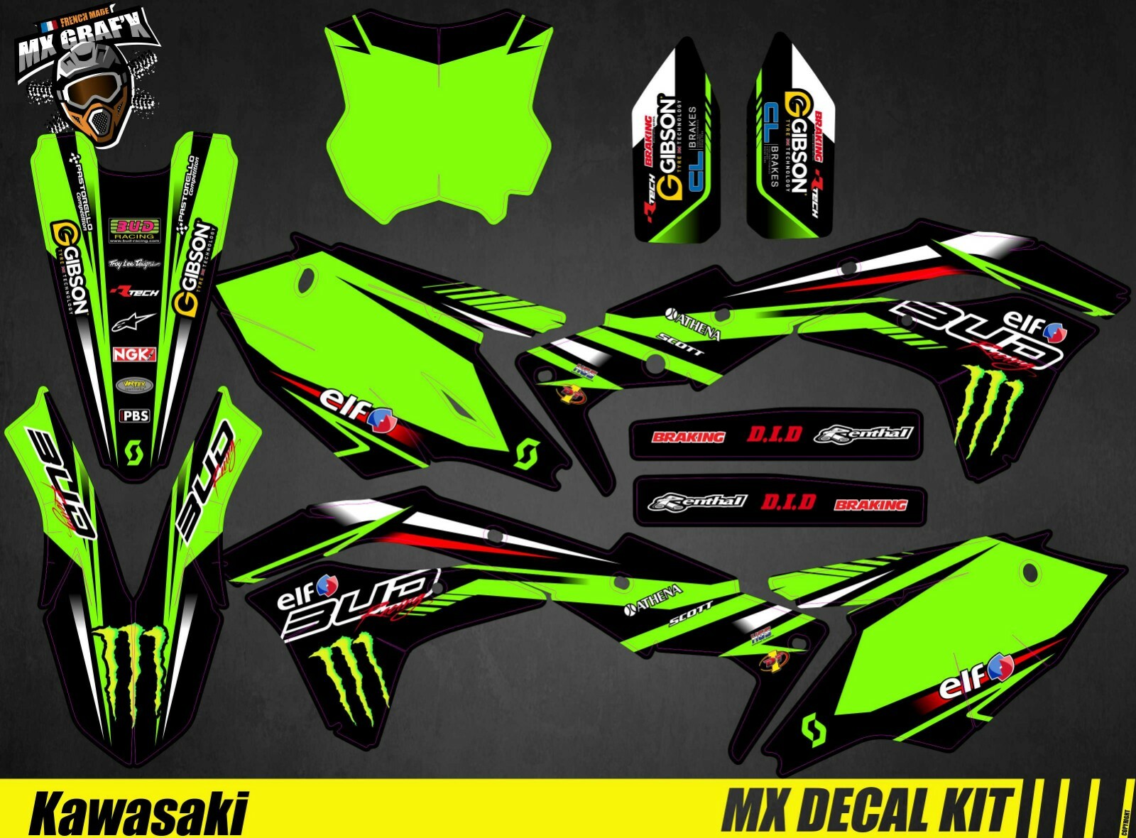 MX Decal Kit For Kawasaki KXF – MONSTER BUD