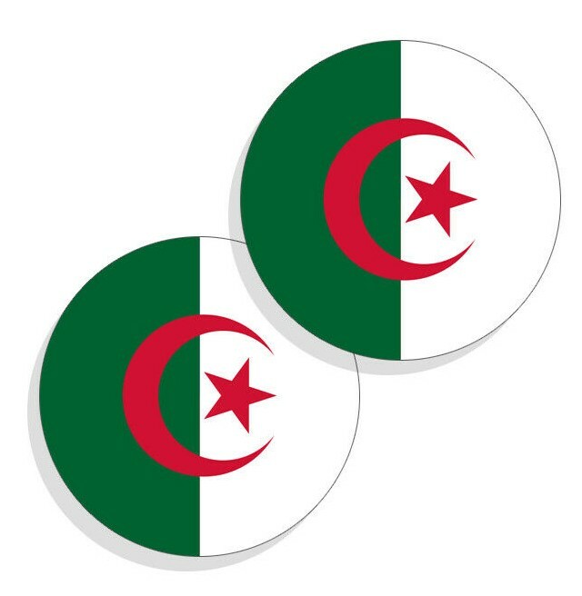Algeria Flag Stickers Flag Decals Vinyl Indoor Outdoor Stickers Round Set of 4