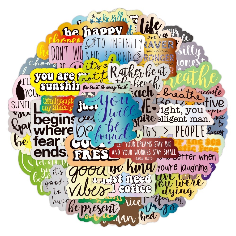 20 Random Inspirational Phrase Stickers Text Decals Laptop Hydro Free Shipping!