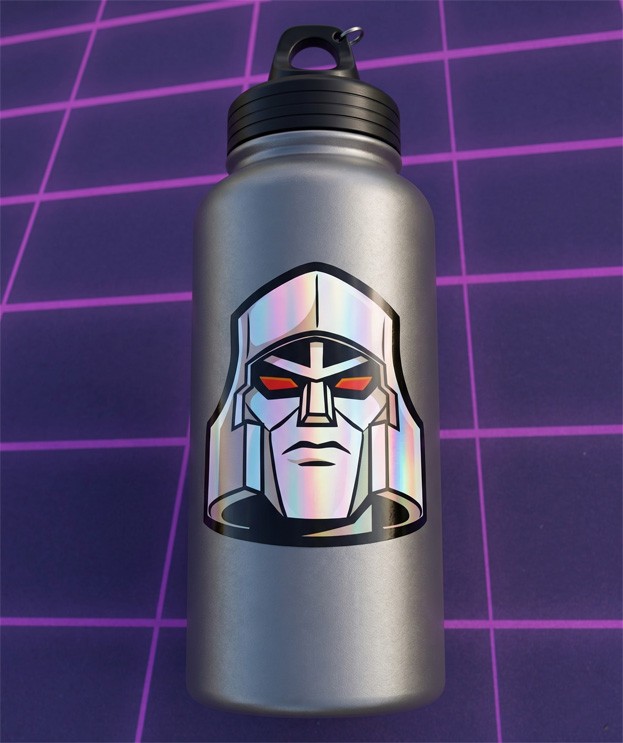 Mega Tron Holographic Sticker Cartoon Robot 80s G1 Metallic Decal