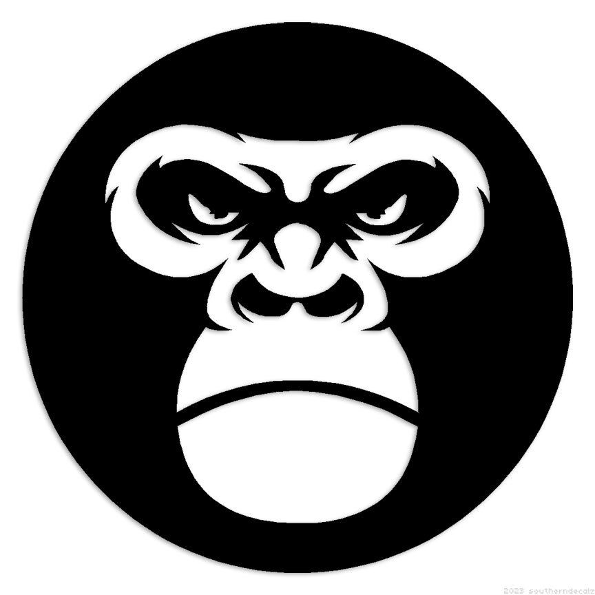 Angry Chimp Monkey – Decal Sticker – Multiple Colors & Sizes – ebn6700