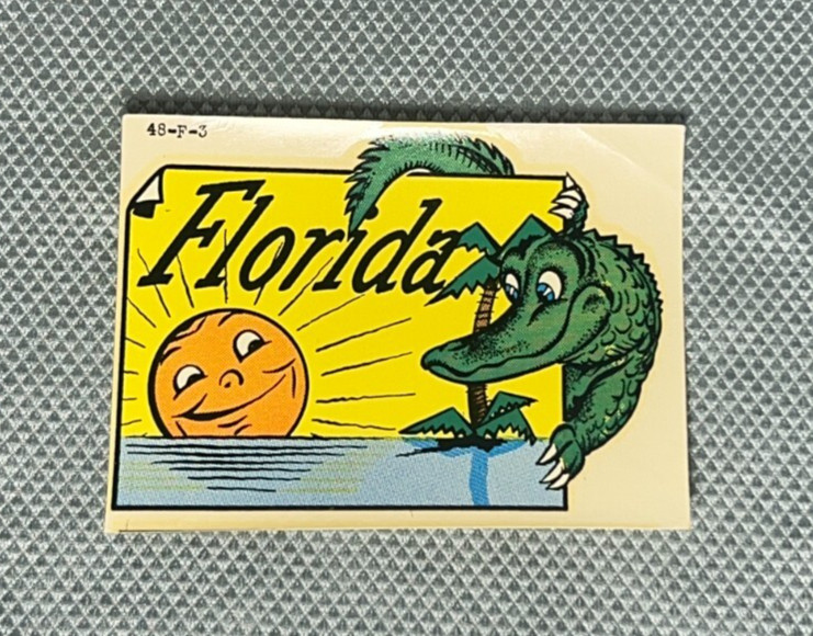 Vintage Florida Sun & Gator Decal in Original Sleeve by Norsid Yonkers 1, NY