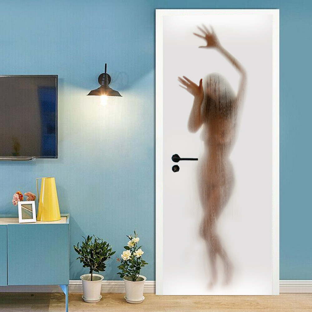 Sexy Naked Woman 3D Door Stickers Decal Mural Waterproof Self-adhesive Wallpaper