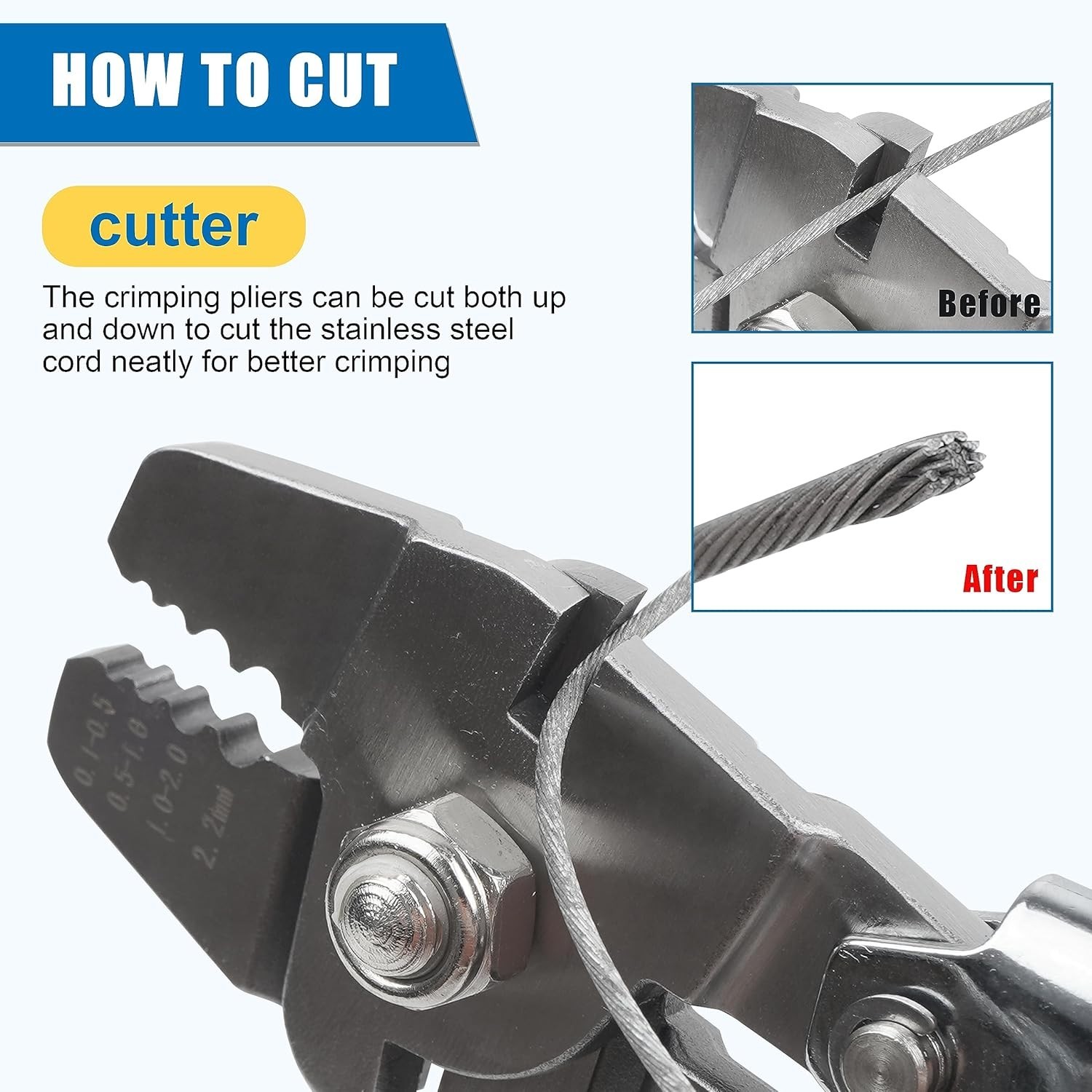 Fishing Crimping Tool Kit,Stainless Steel Fishing Crimping Pliers Wire Rope C…